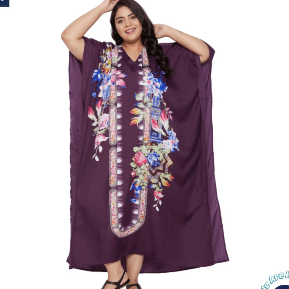 New Gypsy Blue maxi caftan purple floral one size